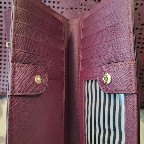 Kate Spade Burgundy Rose Lasercut handbag with matching wallet. - Picture 4 of 7